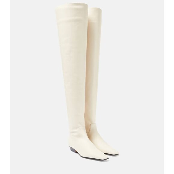 KHAITE Marfa Classic Flat Over The Knee Boots in Off White 41 Womens Thigh High - Picture 14 of 16